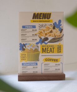 Menu mica đế gỗ
