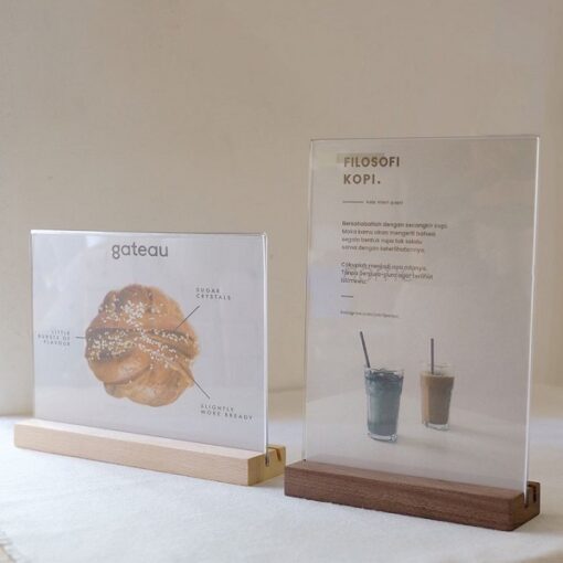 Menu mica đế gỗ