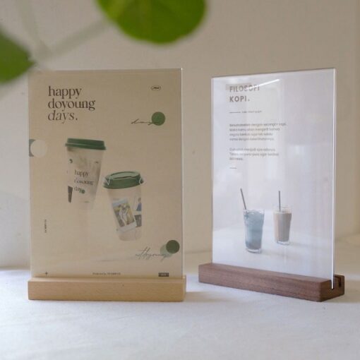 Menu mica đế gỗ