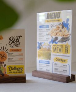 Menu mica đế gỗ