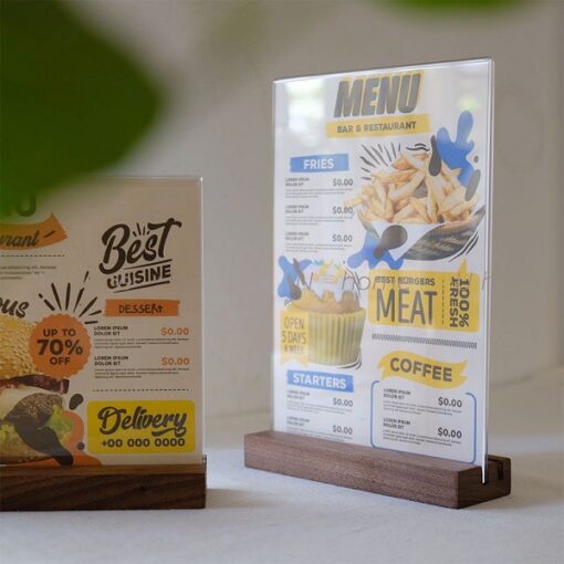 Menu mica đế gỗ