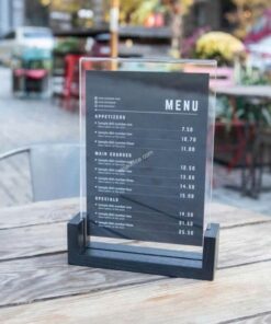 Menu mica đế gỗ