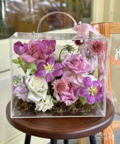 Hộp mica đựng hoa