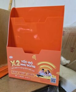 Kệ Mica Đựng Tờ Rơi 2 Ngăn Màu Cam