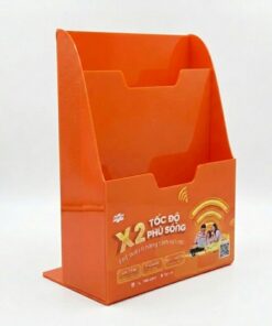Kệ Mica Đựng Tờ Rơi 2 Ngăn Màu Cam